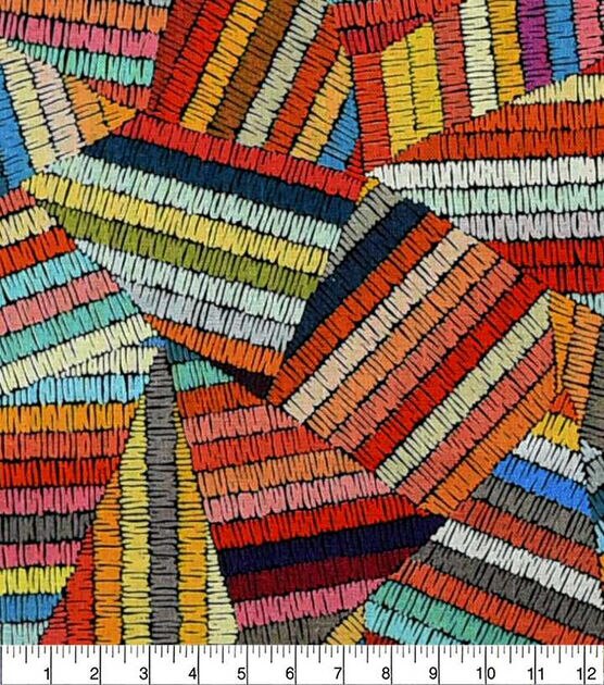 Multicolor Abstract Stripes Quilt Cotton Fabric by Keepsake Calico, , hi-res, image 2