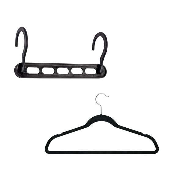 Honey Can Do 9" x 4" Black Collapsible & Velvet Hangers 55ct