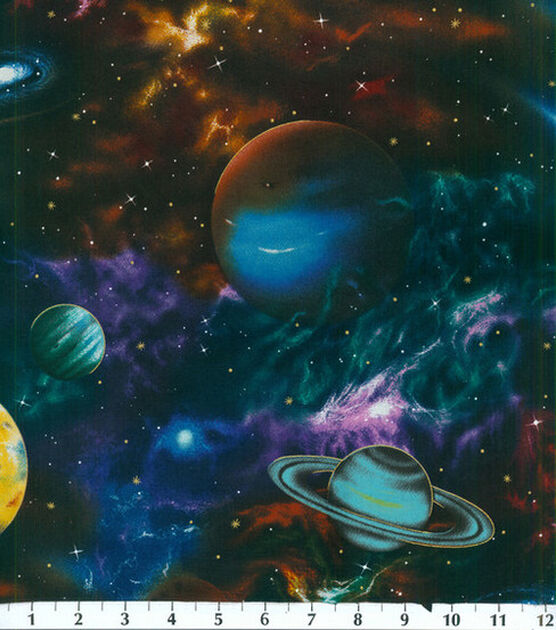Novelty Cotton Fabric  Large Planets