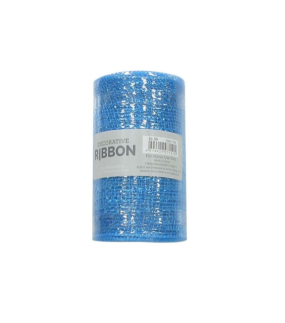 5.5" x 30' Metallic Cobalt Blue Deco Mesh by Place & Time