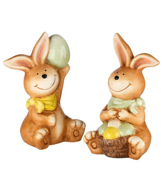 National Tree 7" Easter Bunny Pair Holding Eggs