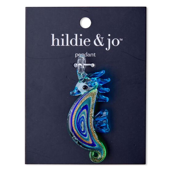 54mm x 26mm Multicolor Glass Seahorse Pendant by hildie & jo