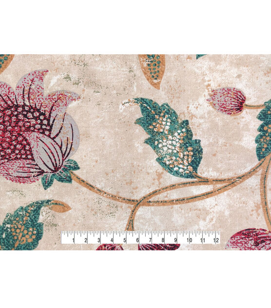 Traditional Floral Tan cotton Canvas Fabric, , hi-res, image 4