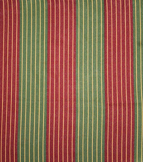 Green & Red Glitter Striped Christmas Cotton Fabric, , hi-res, image 2