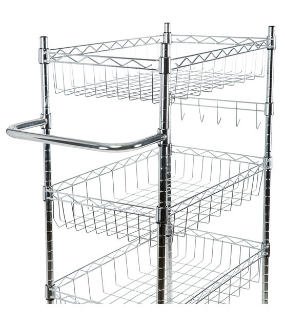 Organize It All 47" Silver 4 Tier Rolling Utility Cart With Baskets, , hi-res, image 7