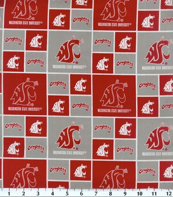 Washington State University Cougars Cotton Fabric Block