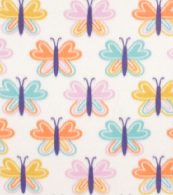 Multi Color Butterflies Blizzard Fleece Fabric