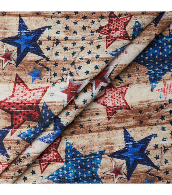 Stars on Wood Planks Cotton Fabric 43'' Patriotic Cotton Fabric, , hi-res, image 3