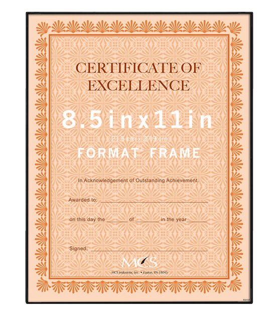 MCS 8.5" x 11" Front Loading Black Wall Frame