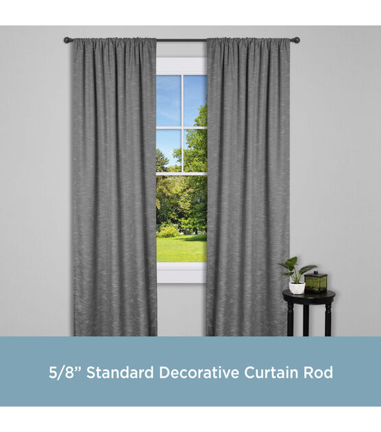 Chelsea Standard Decorative Window Curtain Rod Black 28" 48", , hi-res, image 2