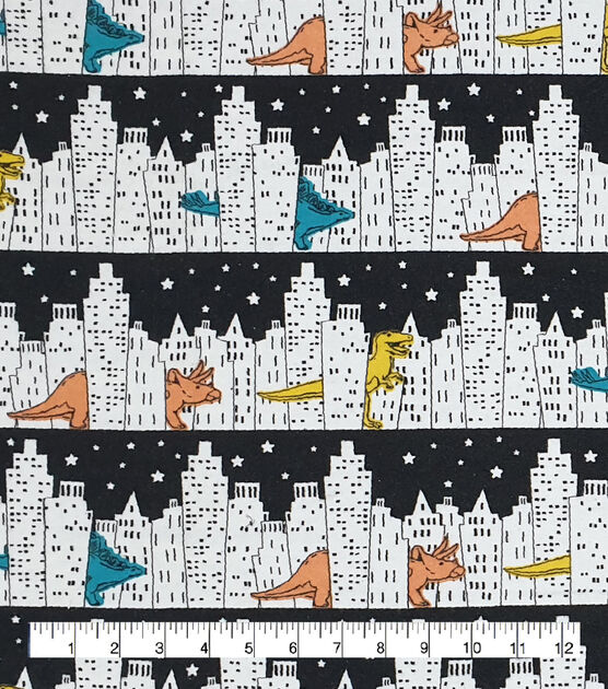 Dinos In The City Super Snuggle Flannel Fabric, , hi-res, image 2