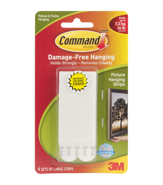 Command Adhesive Large Picture Hanging Strips 4 Pack - White