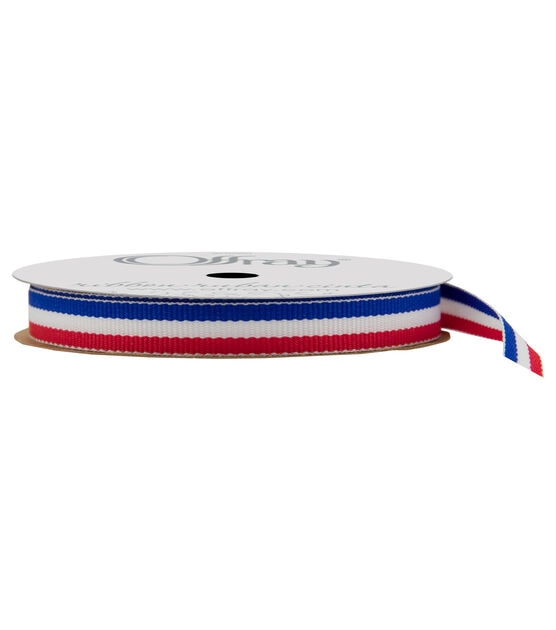 Offray 3/8"x9' Tri Stripes Woven Patriotic Ribbon Royal