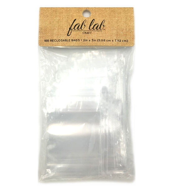 Fab Lab 2" x 3" Clear Reclosable Storage Bags 100pc