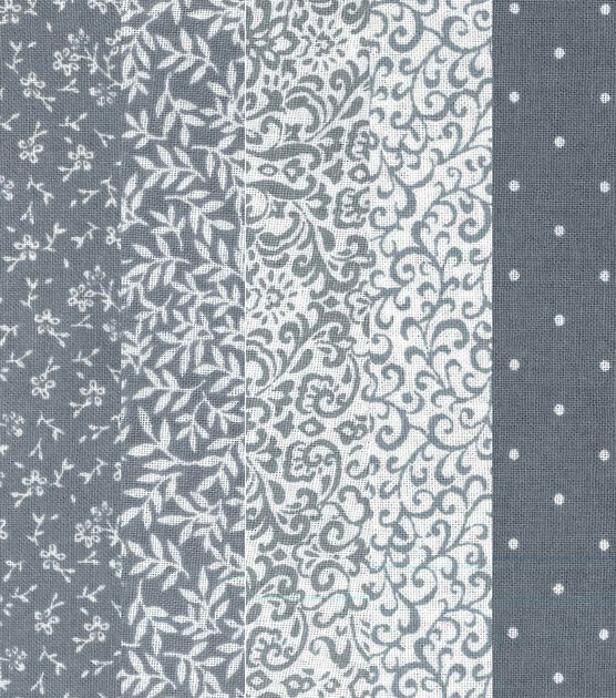 2.5" x 42" Gray & White Cotton Fabric Roll 20ct by Keepsake Calico, , hi-res, image 3