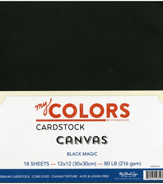 My Mind's Eye My Colors Canvas 12''x12'' Premium Cardstock Black Magic