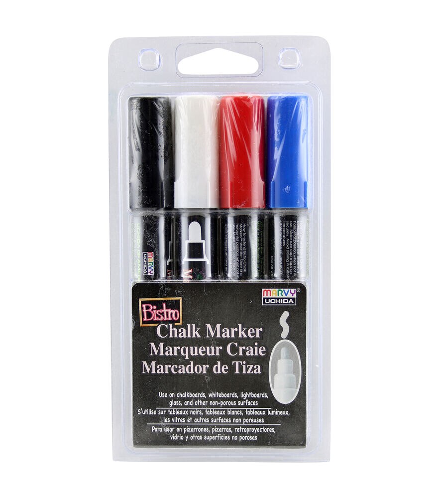 Marvy Uchida Fluorescent Broad Point Tip Bistro Chalk Markers, Basic, swatch