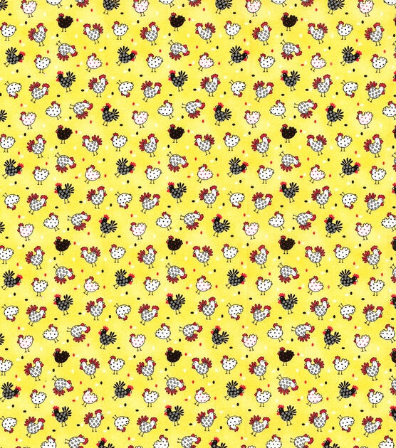 Fabric Traditions Novelty Cotton Fabric Patterned Chickens Yellow, , hi-res, image 2