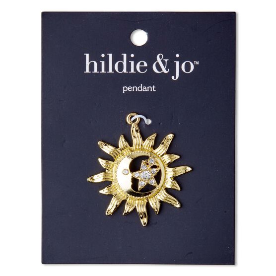 2" x 1.5" Gold Sun With Star Pendant by hildie & jo