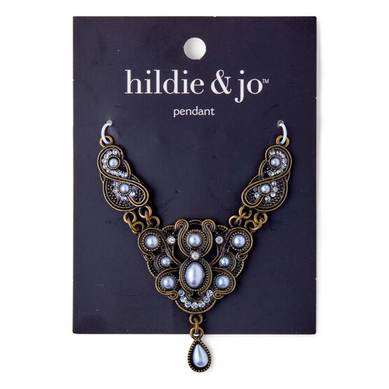 Oxidized Brass Triangular Pendant With Fancy Pearls by hildie & jo