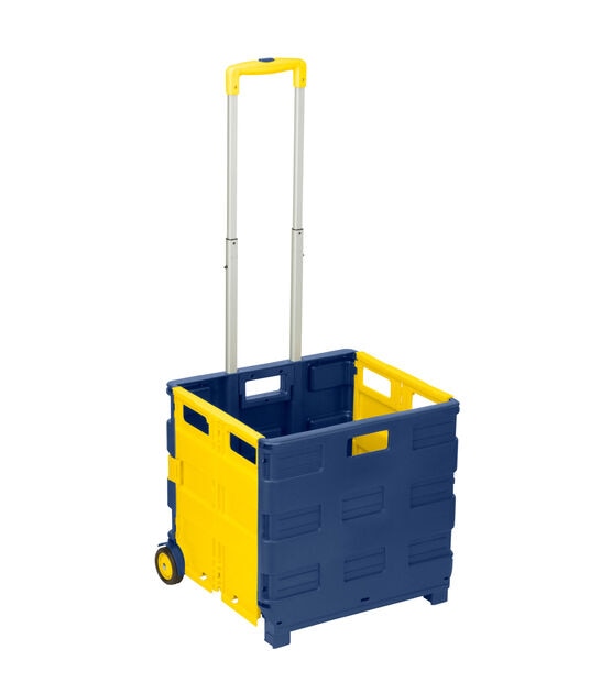 Honey Can Do 18" x 39" Blue & Yellow Folding Utility Cart With Handle, , hi-res, image 3