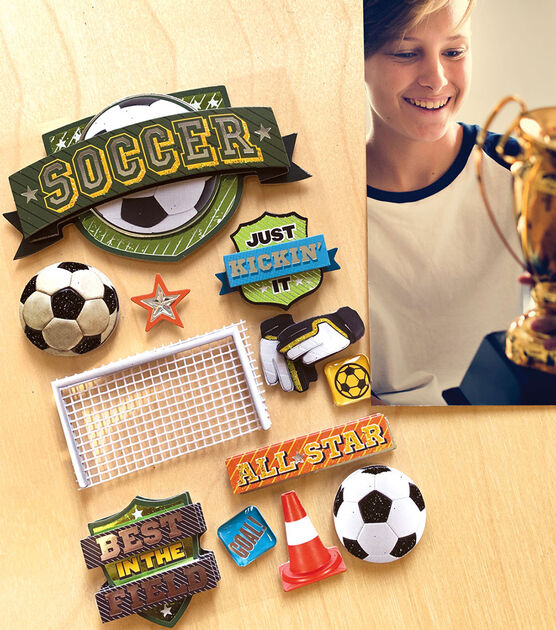 Paper House 4.5''x8.5'' 3D Stickers Soccer Champ, , hi-res, image 2