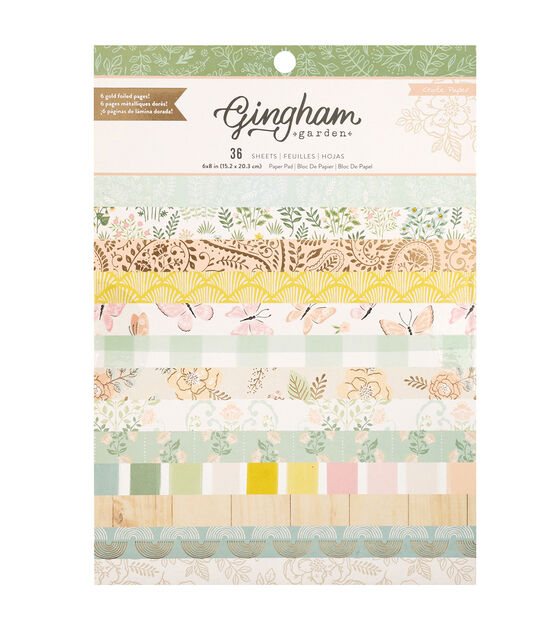 American Crafts 36 Sheet 6" x 8" Gingham Garden Paper Pack