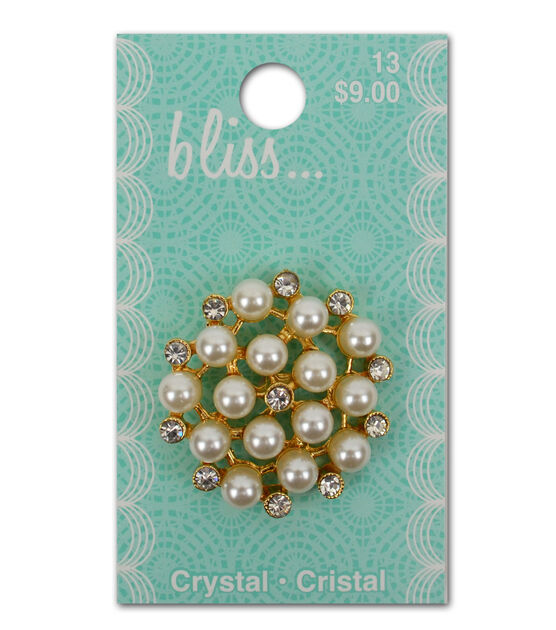 Bliss 1 1/2" Pearl & Crystal Button