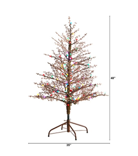 Nearly Natural 4' Multicolor Pre Lit Frosted Berry Christmas Tree, , hi-res, image 2