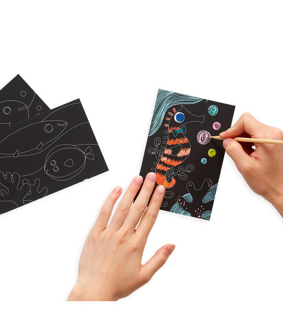 OOLY 7ct Mini Friendly Fish Scratch & Scribble Art Kit, , hi-res, image 4