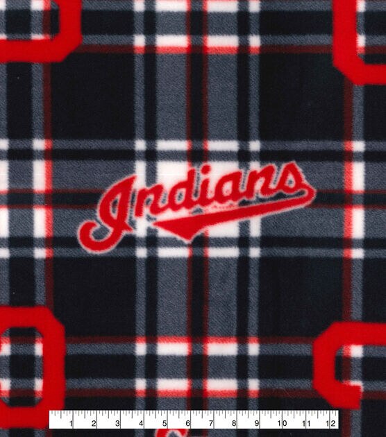 Fabric Traditions Cleveland Baseball Fleece Fabric Plaid, , hi-res, image 2