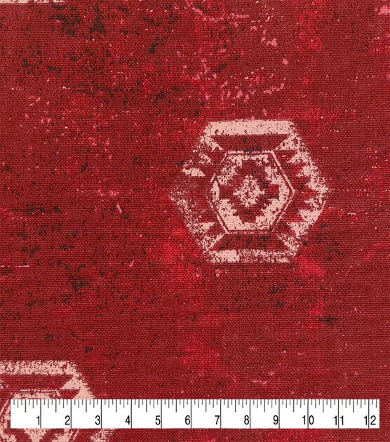 Octagon Crimson Cotton Canvas Fabric, , hi-res, image 3