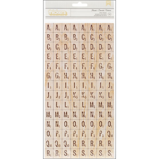 American Crafts Thickers Chipboard Alphabet Stickers Natural Wood