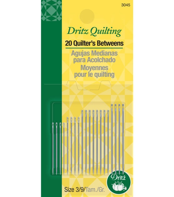 Dritz Quilter's Betweens Hand Needles, Size 3/9, 20 pc, Nickel