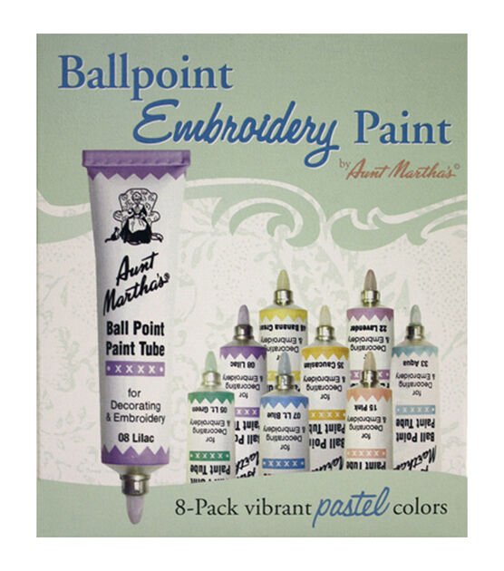 Aunt Martha's Ballpoint Paint Tubes 1 Ounce 8 Pkg  Pastel Colors