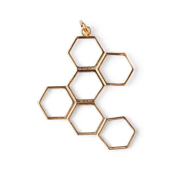 Gold Copper & Iron Hexagon Pendant by hildie & jo, , hi-res, image 2