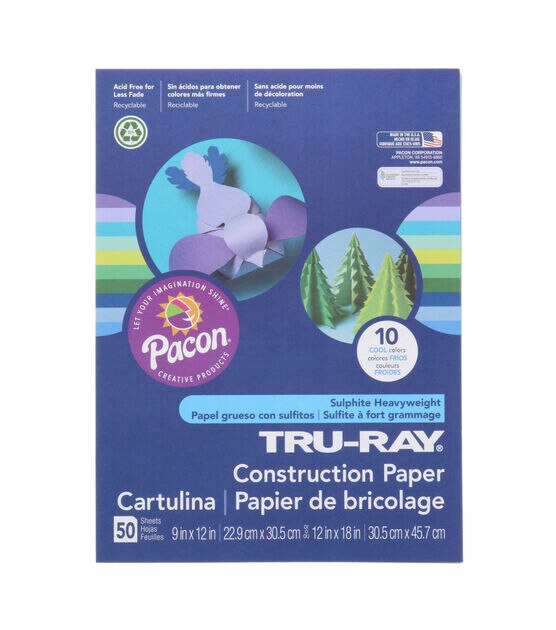 Pacon Tru-ray 9 X 12 Construction Paper Assorted Colors 50 Sheets/pack  6/pack (pac6596) : Target