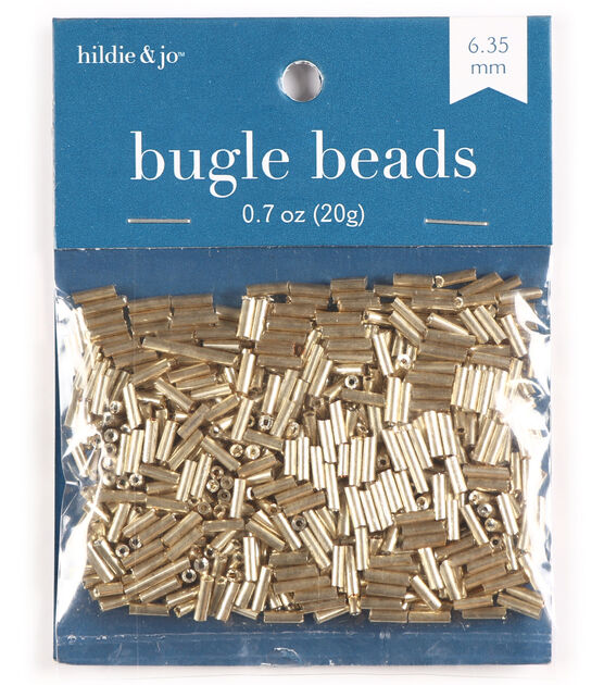 6mm Gold Glass Bugle Beads by hildie & jo