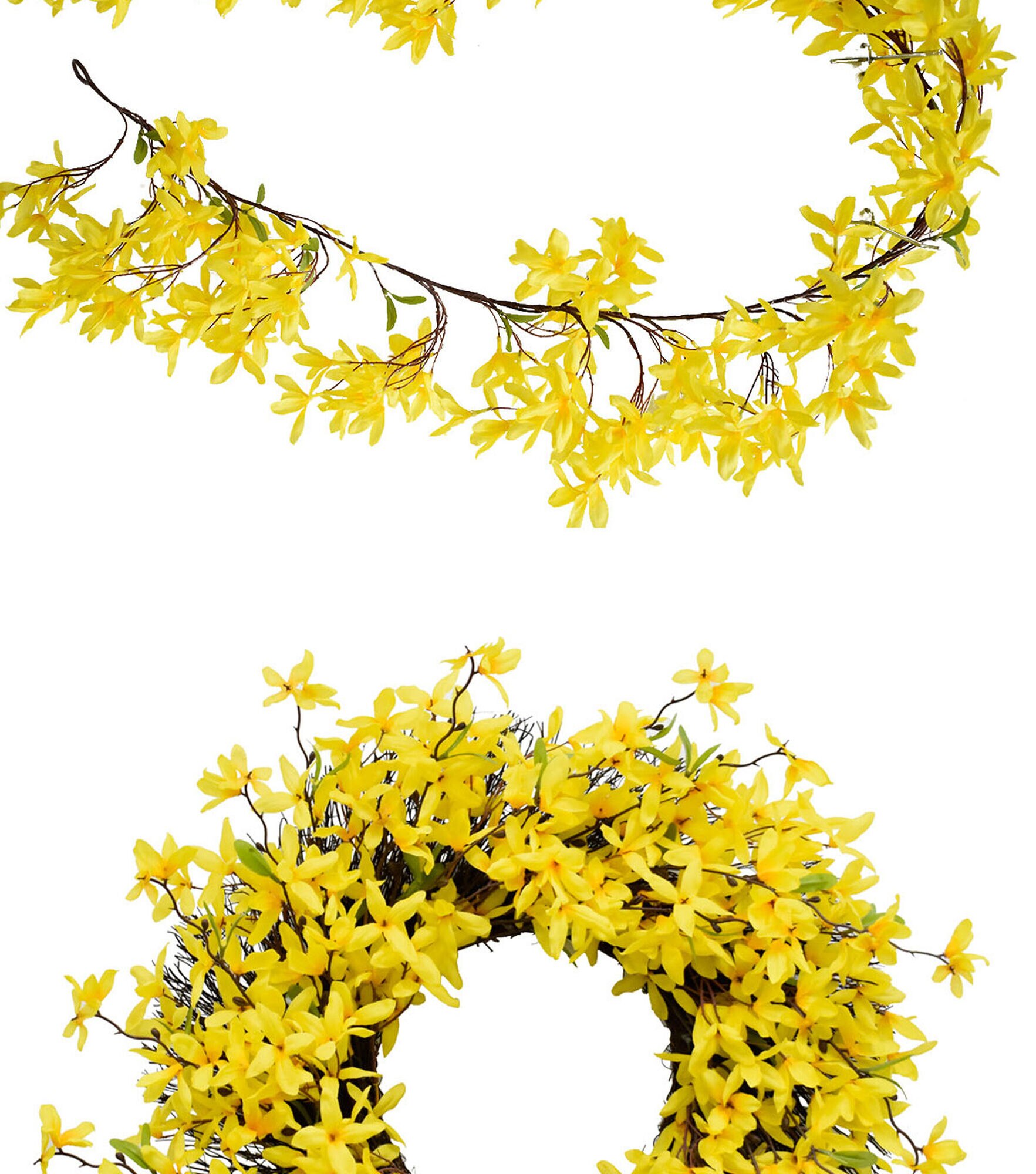 Coordinating Spring Yellow Forsythia Wreath & Garland