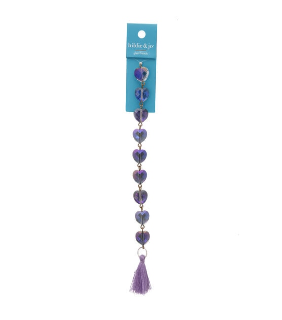 7" Purple Heart Glass Beads With Tassel by hildie & jo