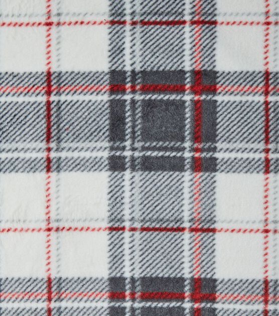 Eddie Bauer Black & White Red Plaid Premium Fleece Fabric