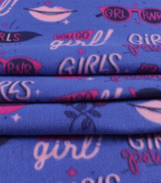 Girl Power Large Icons Blizzard Fleece Fabric, , hi-res, image 2