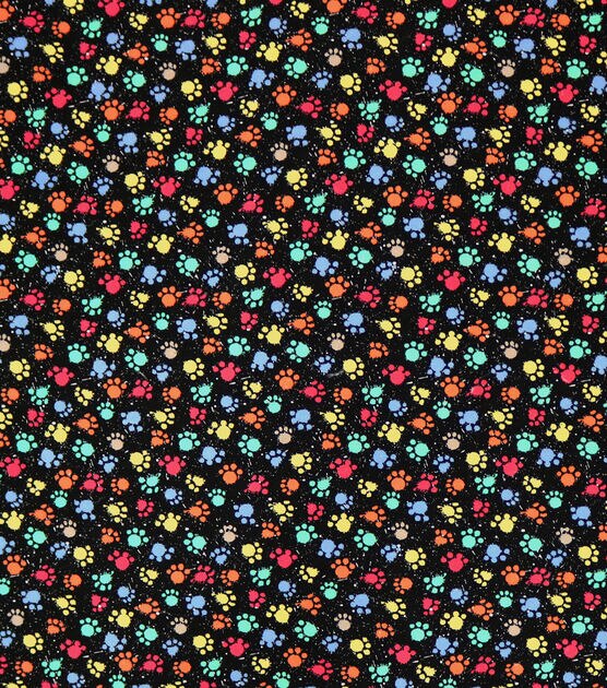 Paw Print Paint Splatter Super Snuggle Flannel Fabric