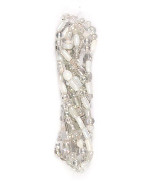 14" White & Clear Multi Strand Glass Beads by hildie & jo, , hi-res, image 3