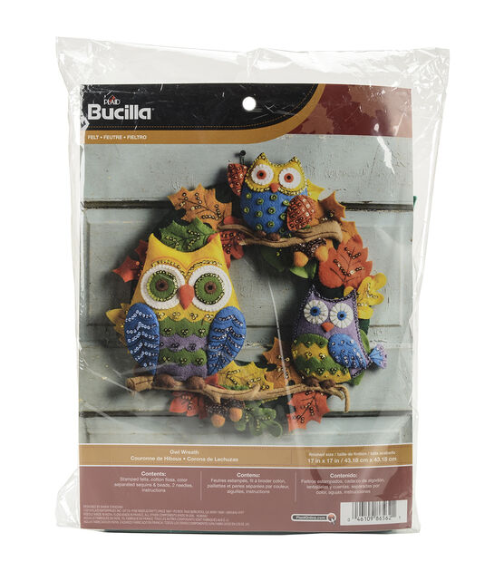 Bucilla 17" Owl Wreath Felt Applique Kit