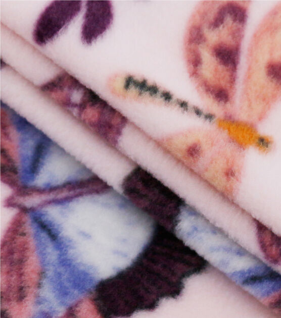 Dragonflys & Butterflies on Pink Anti Pill Fleece Fabric, , hi-res, image 2