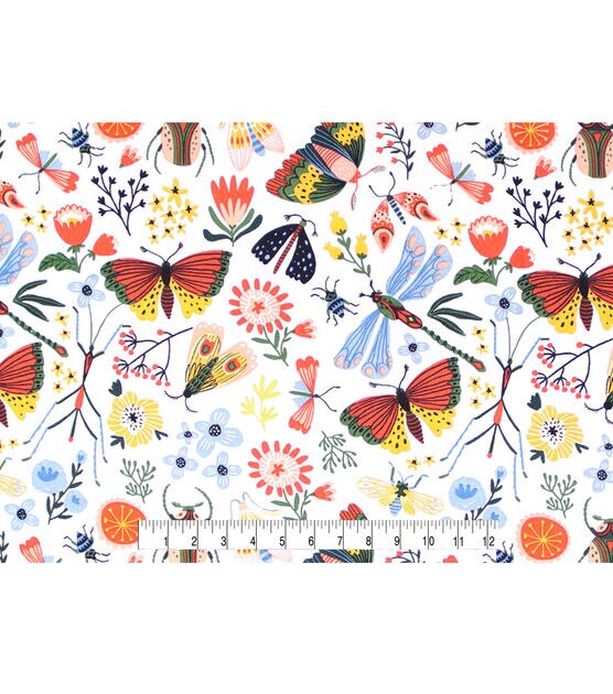 Multicolor Bright Bugs & Flora Novelty Prints Cotton Fabric, , hi-res, image 4
