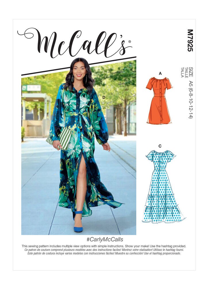 McCall's M7925 Size 6 to 22 Misses Dress Sewing Pattern, A5(6-8-10-12-14), swatch