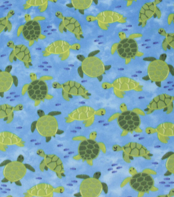 Blizzard Fleece Fabric Swimming Turtles, , hi-res, image 2