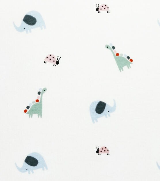 Animals on White Nursery Flannel Fabric by Lil' POP!
